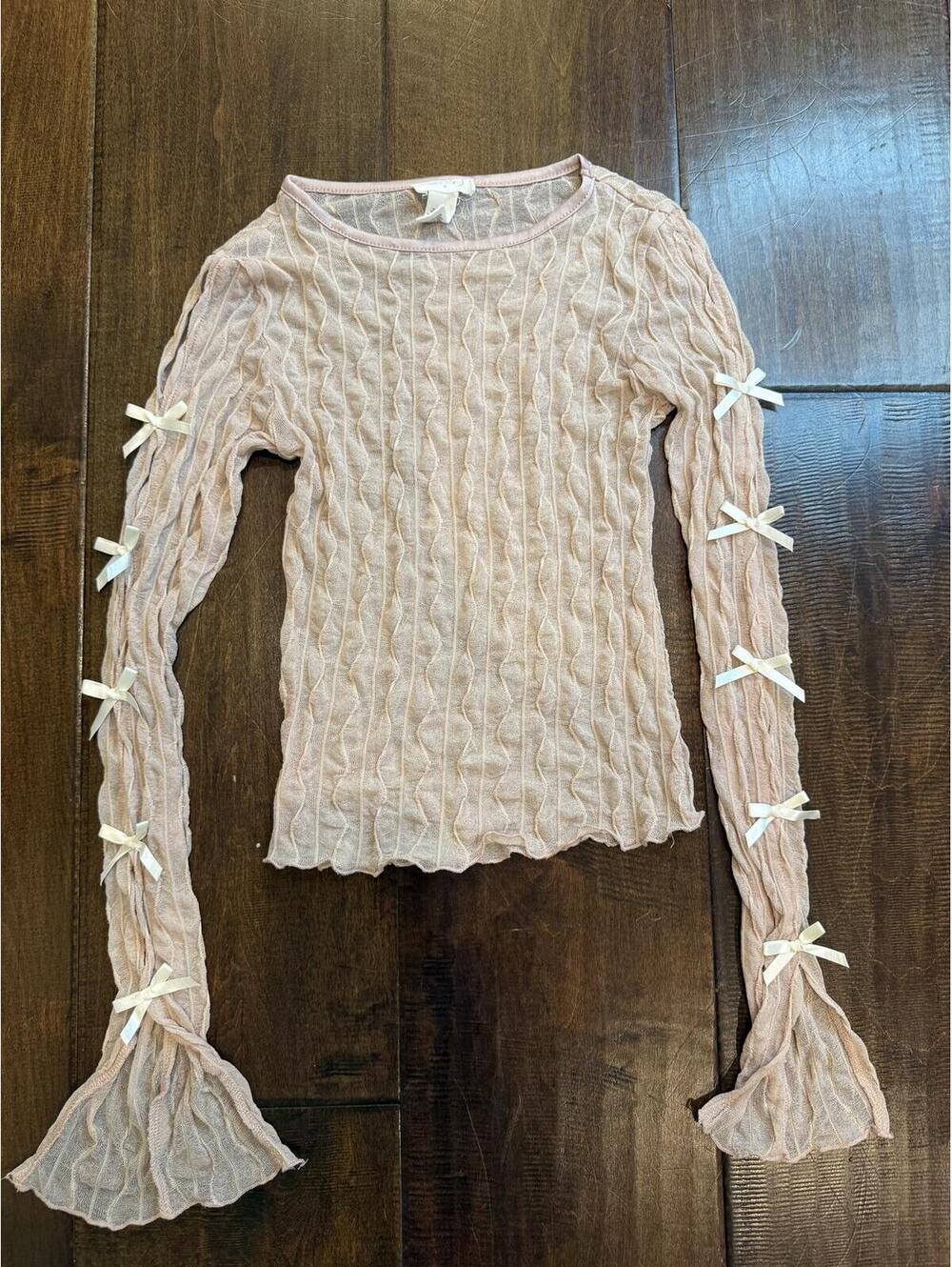 Y2K Coquette Balletcore Bow Sleeve Knit Top Full Tilt Tilly’s Size S